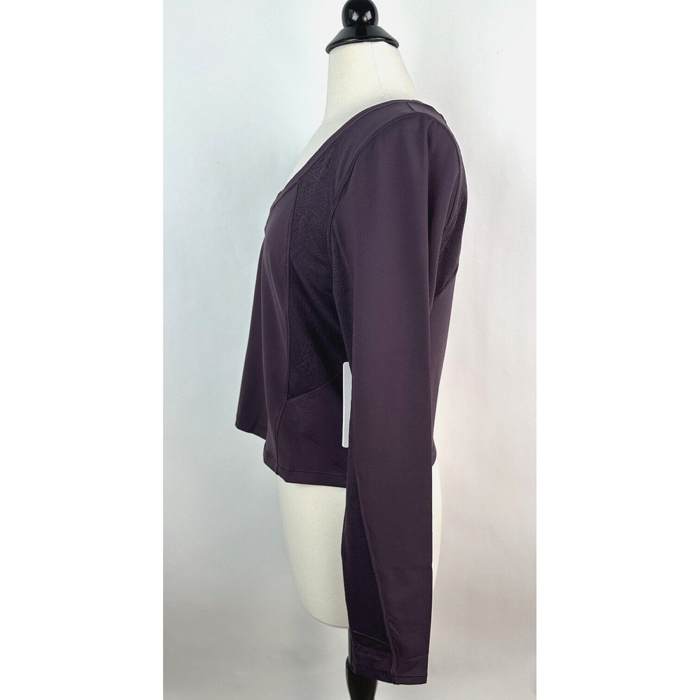 NWT Athleta Shanti Lace Top Plus 1X 16W 18W Deep Crocus Violet Fitted Crop Scoop - Picture 6 of 16